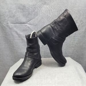 FRYE Natalie Engineer Leather Black Moto Boots - Biker, Ankle Women's sz 8.5M